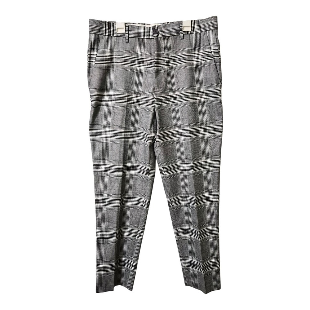 River Island London Women's Grey Plaid Tapered Trousers NWT‎ W32